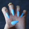 MqpQ Coffin Baby Blue Glossy Press On Nails With French Crystal Design Exquisite Fake Nails Gel Cover False Nails Ballet Square view 4