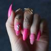 MqpQ Fake Nail Tips Baby Pink New Fake Nails Ruby Rhinestone Design Lovely With Gifts For Girlfriends False Nails Coffin view 2