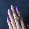 MqpQ Short Ballet Violet Glossy Press On Nails Shiny Rhinestone Design Artificial False Nails Purple Gel Cover False Nails Coffin view 2