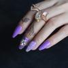 MqpQ Short Ballet Violet Glossy Press On Nails Shiny Rhinestone Design Artificial False Nails Purple Gel Cover False Nails Coffin view 4