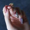 MqpQ Short Ballet Coffee Advanced crystal design False Nails Custom Logo Glossy Coffin Blair Fake Nails Dark Brown Gel view 3