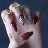 MqpQ Short Ballet Coffee Advanced crystal design False Nails Custom Logo Glossy Coffin Blair Fake Nails Dark Brown Gel view 4