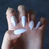 MqpQ Coffin Gel False Nails Cover Crystal Clear Ballet Square White With Rhinestones Fake Nails Logo Nail Case Can Be Customized view 2