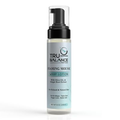 TRU-BALANCE Foaming Mousse Wrap Lotion - Curly Hair Product w/Anti Frizz & Moisture Care Formula - Natural Curls Defining Foam - Hair Styling Products w/Olive Oil & Ginger Root Extract - 8 oz