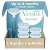 Gillette Venus Smooth Women's Razor Handle + 6 Refills with Soft-Grip Gel Handle, Holiday Gifts for Women view 1
