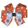 Soccer Polka Dot Hair Bow with six loops, white pony band, Made in the USA (Orange) many colors view 1