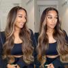 Ombre Blonde #4/27 Natural Body Wave 13X4 HD Transparent Lace Front Wigs With Baby Hair 150% Density Human Wig Glueless Pre-Plucked Hair Replacement Wig Black Woman 12 Inches view 4