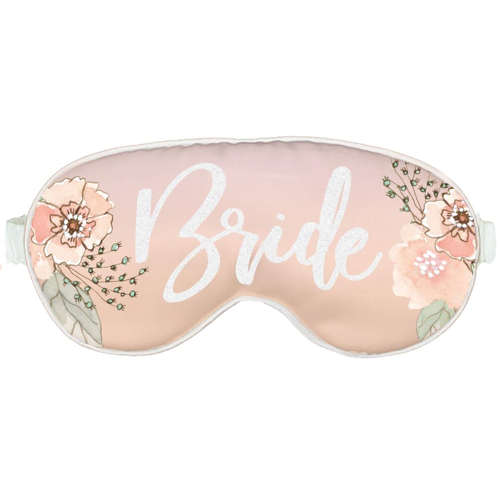 Bride Sleep Mask - White Glam Bride Floral Blush Pink Eye Mask - Honeymoon Gift Msk(BlshFloral WhtGlmBrd)