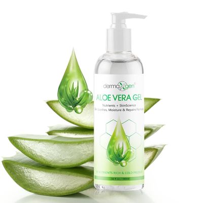 DERMAXGEN Aloe Vera Gel with Witch Hazel, Vitamin C, and Vitamin E - Skin Soothes, Moisture, and Repair Formula for Face and Body - Nutrient-Rich, Organic 100% Pure Aloe Vera - 16 FL OZ
