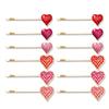 Boderier 12 Pack Valentine's Day Heart Bobby Pins Red Enamel Rhinestone Heart Hairpin Hair Slide Barrettes Styling Hair Accessories Gifts for Women Girls (Red Fuchsia Pink) view 1