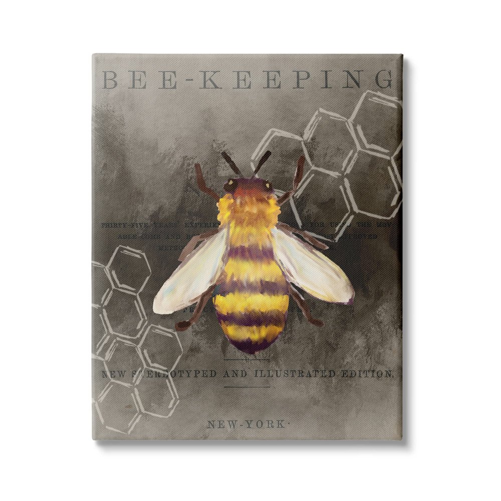 Stupell Industries Bee-Keeping Vintage New York Illustration Honey Comb Pattern, Design by Kim Allen