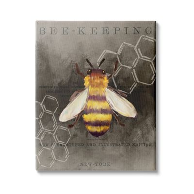 Stupell Industries Bee-Keeping Vintage New York Illustration Honey Comb Pattern, Design by Kim Allen
