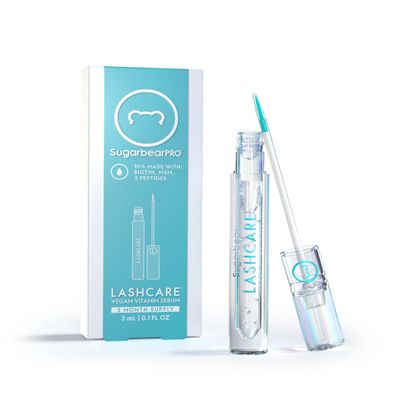 SugarbearPRO LashCare Vitamin Serum with Peptides MSM and Biotin | Vegan Formula | 3 Month Supply for Fuller Healthier Looking Lashes