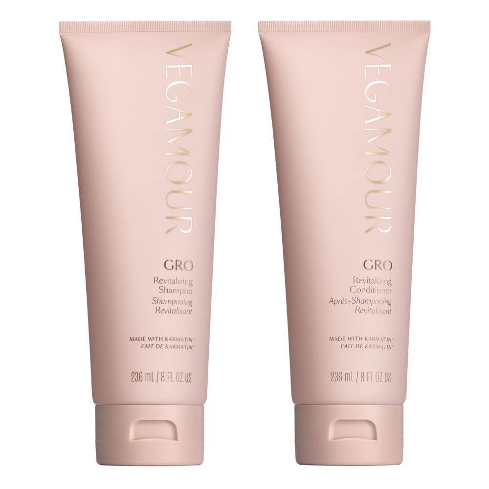 VEGAMOUR GRO Revitalizing Shampoo and Conditioner Full Size Kit, For Thicker Fuller Looking Hair, Vegan