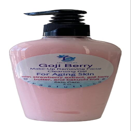 Goji Berry Make Up Removing Facial Cleansing Gel For Aging Skin, With Strawberry Extract, Goji Berry Butter and Bakuchi Fruit Extract,8 Ounces