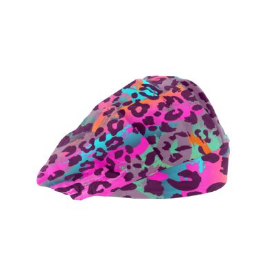 Womens Working Cap with Cotton Sweatband Bouffant Caps Adjustable Elastic Head Cover Hair Tie Back Work Hats Working Scrub Cap for Men One Size Colorful Leopard Grain Print
