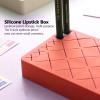 3.5 x 7.5in 24 Spaces Lipstick Organizer,Removable Silicone Support Inserts,Beauty Makeup Storage, Brush Lip Gloss Holder Organizers,Cosmetic Storage Display(Red) view 3