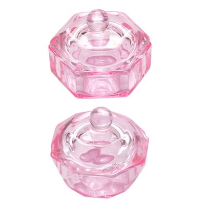 Beaupretty Crystal Cup for Manicure Nail Art Nail Salon Personal Home Use Pink Color Easy to Use