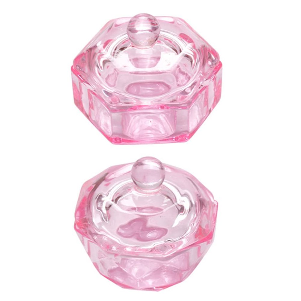 Beaupretty Crystal Cup for Manicure Nail Art Nail Salon Personal Home Use Pink Color Easy to Use