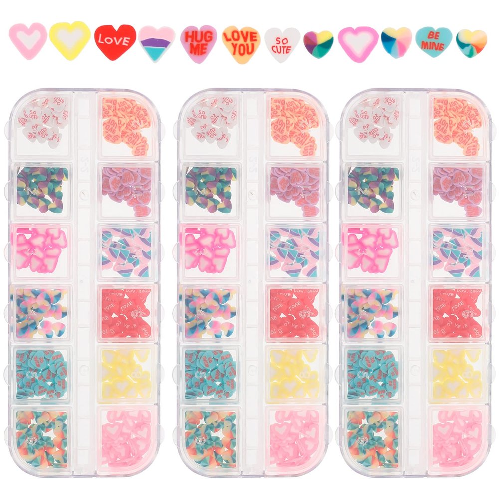 SOLUSTRE Heart Nail Slices of Charming Nail Decals for Valentine's Day Your Look