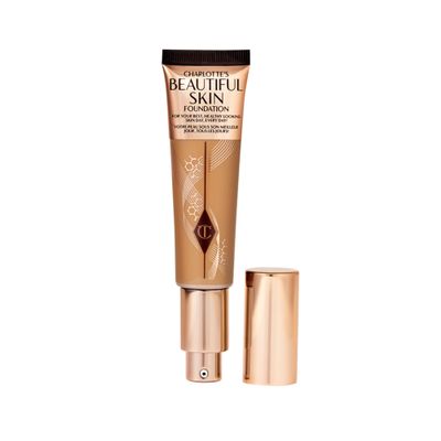 Charlotte Tilbury Beautiful Skin Medium Coverage Hydrating Foundation - Buildable Liquid Makeup for Instant Glow, Plumping Hydration & Lasting Skincare Benefits - 10 Warm