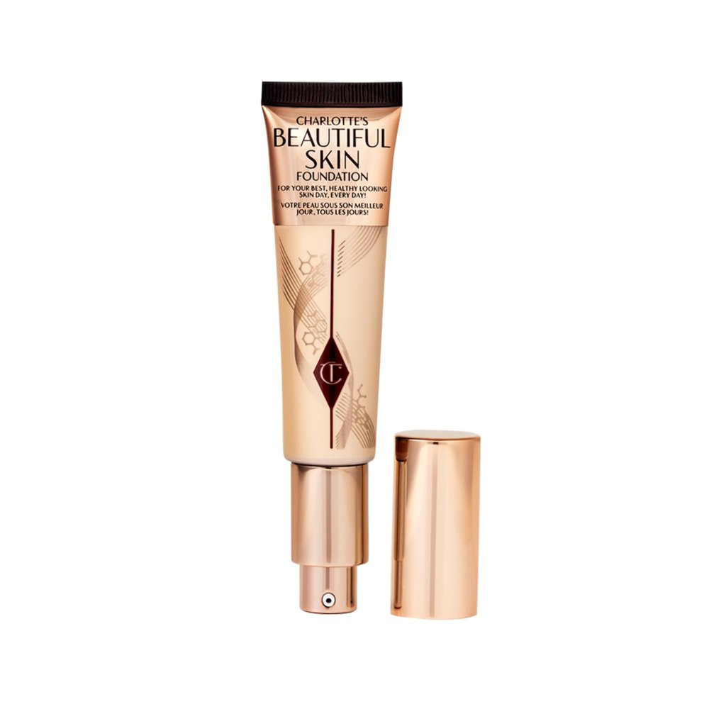 Charlotte Tilbury Beautiful Skin Medium Coverage Hydrating Foundation - Buildable Liquid Makeup for Instant Glow, Plumping Hydration & Lasting Skincare Benefits - 2 Warm