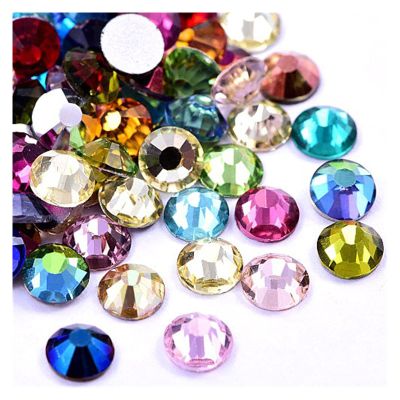 HANRUO Rhinestones Crystal Glass Strass Flatback Glue On Nail Art Rhinestone (Color : 0001, Size : SS6-1440PCS)