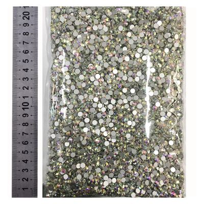 14400Pcs Flatback Crystal AB Non Hotfix Rhinestones in Bulk Package SS3-SS20 Clear AB Strass for Nail Wedding (Color : 0002, Size : SS5-14400pcs)