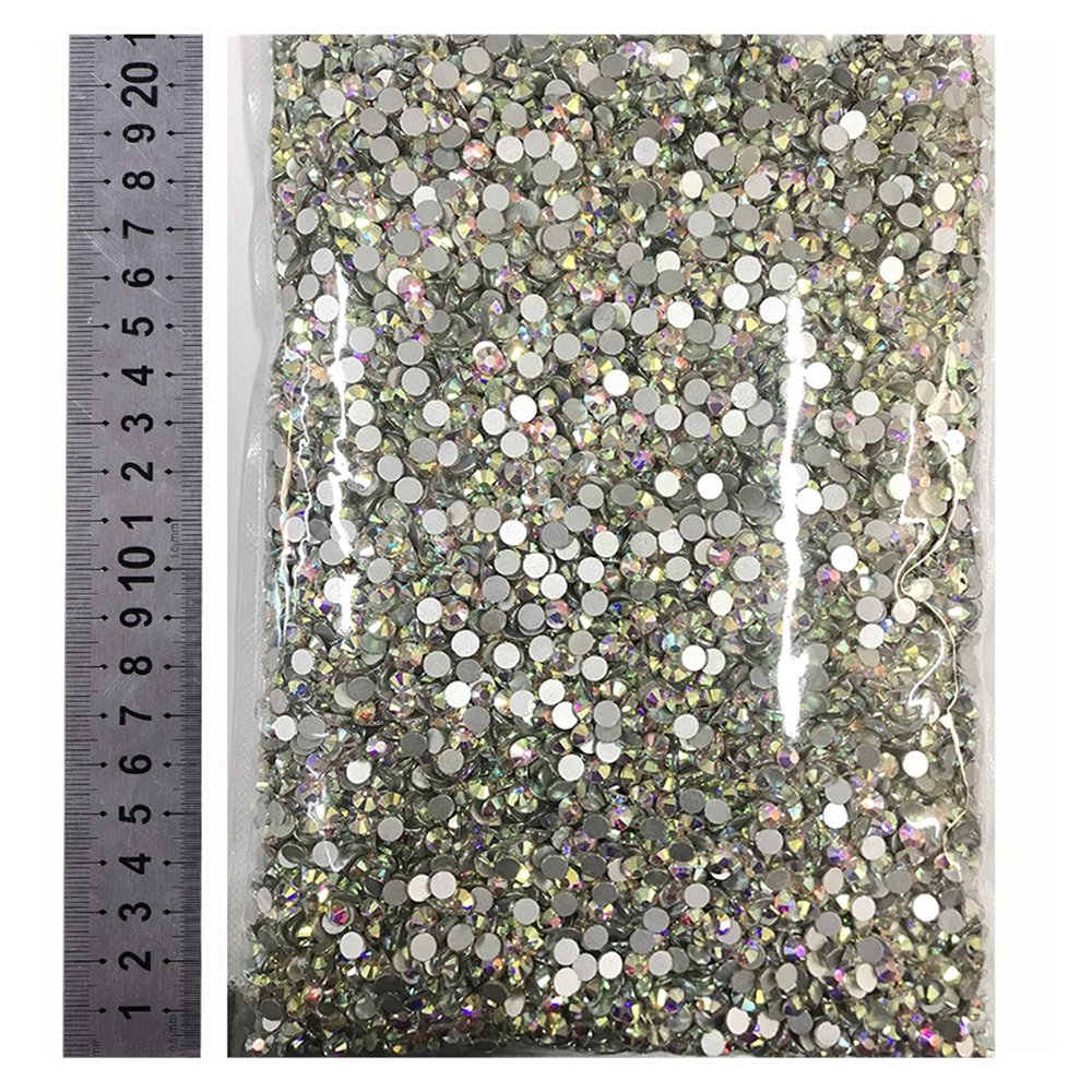 14400Pcs Flatback Crystal AB Non Hotfix Rhinestones in Bulk Package SS3-SS20 Clear AB Strass for Nail Wedding (Color : 0002, Size : SS5-14400pcs)