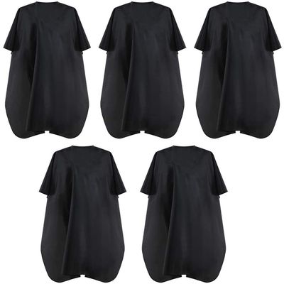 Black Waterproof Hair Salon Cape Professional Barber Cape with Metal Snap Closure Hair Cutting Cape (Black-5 Pack)