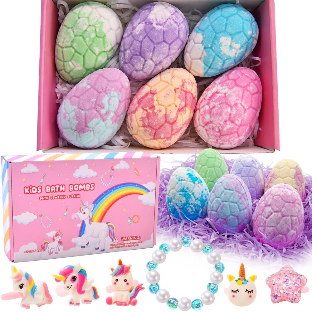 Bath Bombs for Kids with Toys Inside Bath Bombs for Girls with Surprise Inside Unicorn Bubble Bath Toys for Kids Ages 4-8 Gifts Girls Toys Age 4 5 6 7 8 Years Old Toddler Princess Birthday Gift