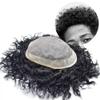 Afro Curly Men's Wigs Mono Lace with NPU Curly Weave Hair Unit Black Men's Toupee Afro Toupee For Men African Kinky Curly Fine Mono Durable Hair Replacement System Tape Around African American Black Unit AFRO AAA1 Hair Extension Unit for Black Men (7 view 1