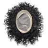 Afro Curly Men's Wigs Mono Lace with NPU Curly Weave Hair Unit Black Men's Toupee Afro Toupee For Men African Kinky Curly Fine Mono Durable Hair Replacement System Tape Around African American Black Unit AFRO AAA1 Hair Extension Unit for Black Men (6 view 4