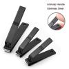 3 Pieces Nail Clippers Set, Ultra Sharp Sturdy Black Stainless Fingernail, Toenail Clipper Cutters (Straight & Curved) view 4