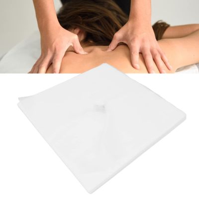 100Pcs Disposable Face Rest Cover, Massage Table Hole Design Good Water Absorption Breathable Disposable Headrest Cover for Beauty Salons(white)