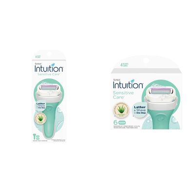 INTUITION Razor Refills for Women with Sensitive Skin, 6 Count (Pack of 1), Green