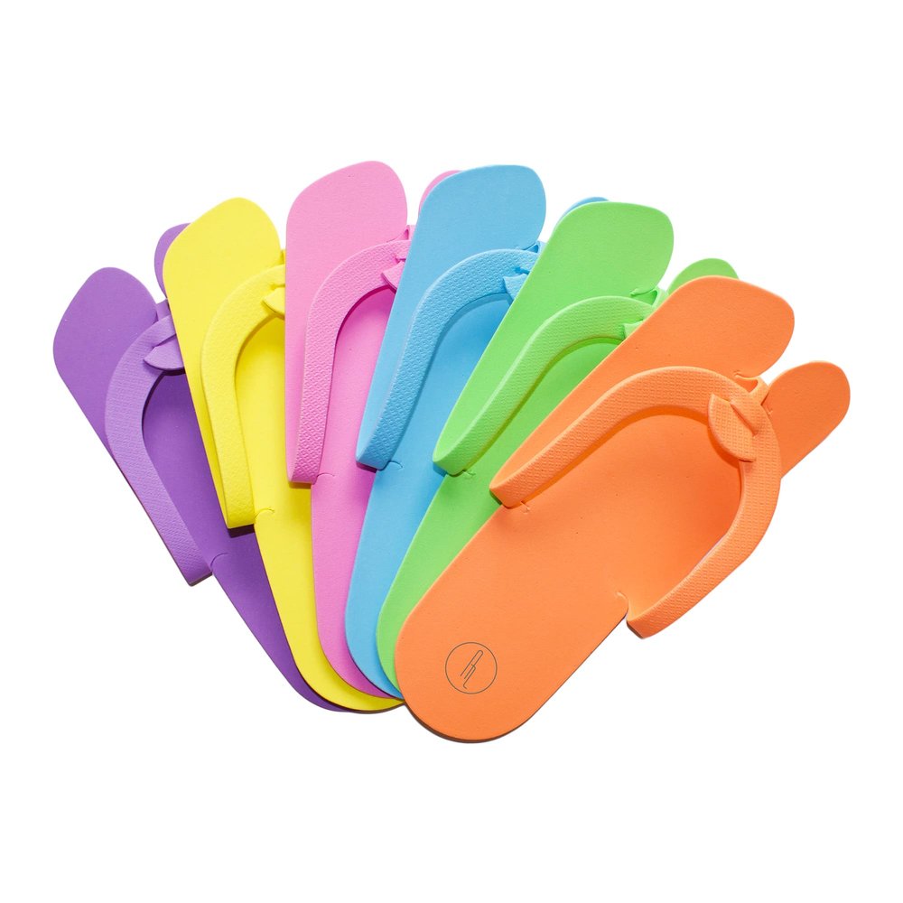 60 Pairs Disposable Anti-Slip Pedicure EVA Slippers Spa Party Pack- Bulk 6 Fun Colors Ideal for At Home Spa Party & Nail Salon