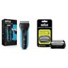 Braun Electric Series 3 Razor with Precision Trimmer, Rechargeable, Wet & Dry Foil Shaver for Men, Blue/Black, 4 Piece view 1