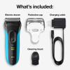 Braun Electric Series 3 Razor with Precision Trimmer, Rechargeable, Wet & Dry Foil Shaver for Men, Blue/Black, 4 Piece view 3