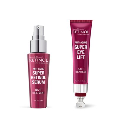 Retinol 6X Super Serum Unique, Intensive Formula Accelerates Skin Renewal While You Sleep + Retinol Super Eye Lift - A luxurious 3-in-1 treatment fights the look of dark circles, wrinkles, and puffi