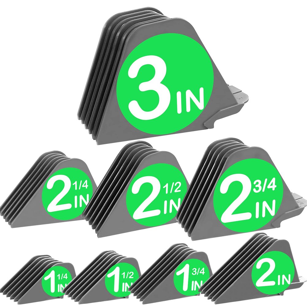 3 Inch Hair Clipper Combs Guides, Hair Clipper Guards 1 & 1/4" 1 & 1/2" 2", Mega NO.16 NO.12 NO.10 fits for most Clippers (Gray, 8pcs Mega Set)