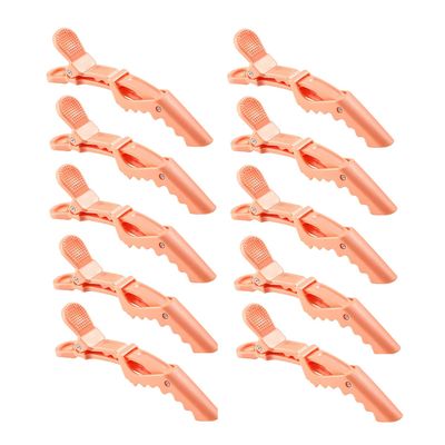 10pcs/set Multicolor Croc Alligator Clips - Transparent Plastic Hair Styling Sectioning Barrettes - Non Slip Professional Salon DIY Accessories - Hairpins (10pcs-Orange)