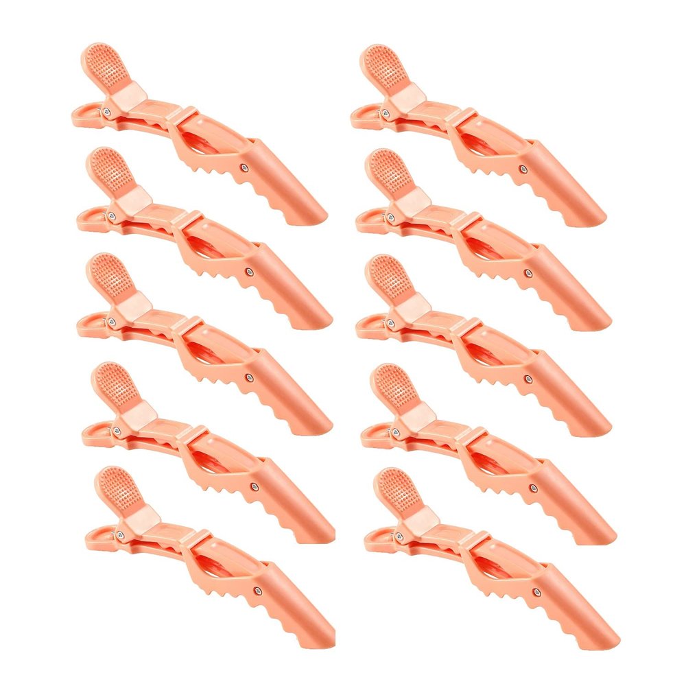 10pcs/set Multicolor Croc Alligator Clips - Transparent Plastic Hair Styling Sectioning Barrettes - Non Slip Professional Salon DIY Accessories - Hairpins (10pcs-Orange)
