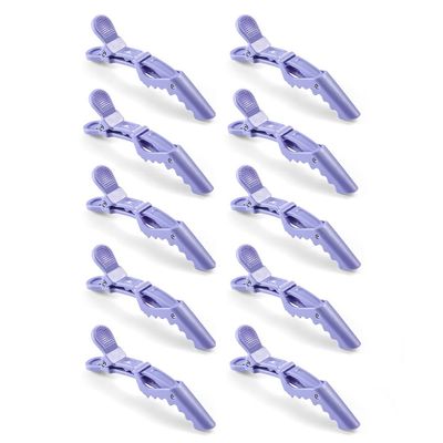 10pcs/set Multicolor Croc Clips Transparent Plastic Hairdresser Clip Hair Styling Sectioning Barrettes Professional Non Slip Alligator Clips Salon DIY Accessories Hairpins (10pcs-Lighe Purple)