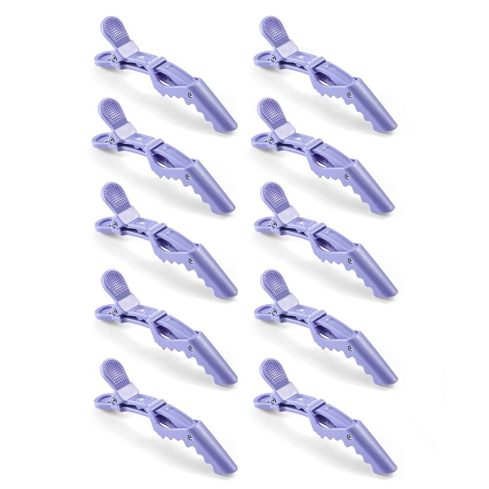 10pcs/set Multicolor Croc Clips Transparent Plastic Hairdresser Clip Hair Styling Sectioning Barrettes Professional Non Slip Alligator Clips Salon DIY Accessories Hairpins (10pcs-Lighe Purple)