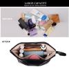 Abiudeng Large Makeup Bag for Women,Travel Makeup Organizer with Brush Holder, Dopp Kit Essentials,Waterproof PU Cosmetic Bag for Traveling,Multi Compartment, Cute,Spacious Capacity-Black view 4