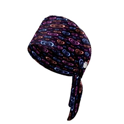 Valentine Neon Hearts Womens Working Cap with Cotton Sweatband Bouffant Caps Adjustable Elastic Head Cover Hair Tie Back Work Hats Working Scrub Cap for Men One Size
