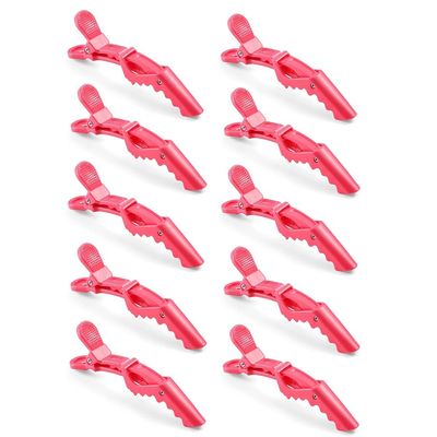 10pcs/set Croc Clips Transparent Plastic Hairdresser Clip Hair Styling Sectioning Barrettes Professional Non Slip Alligator Clip Salon DIY Accessories(10pcs-Watermelon Red)