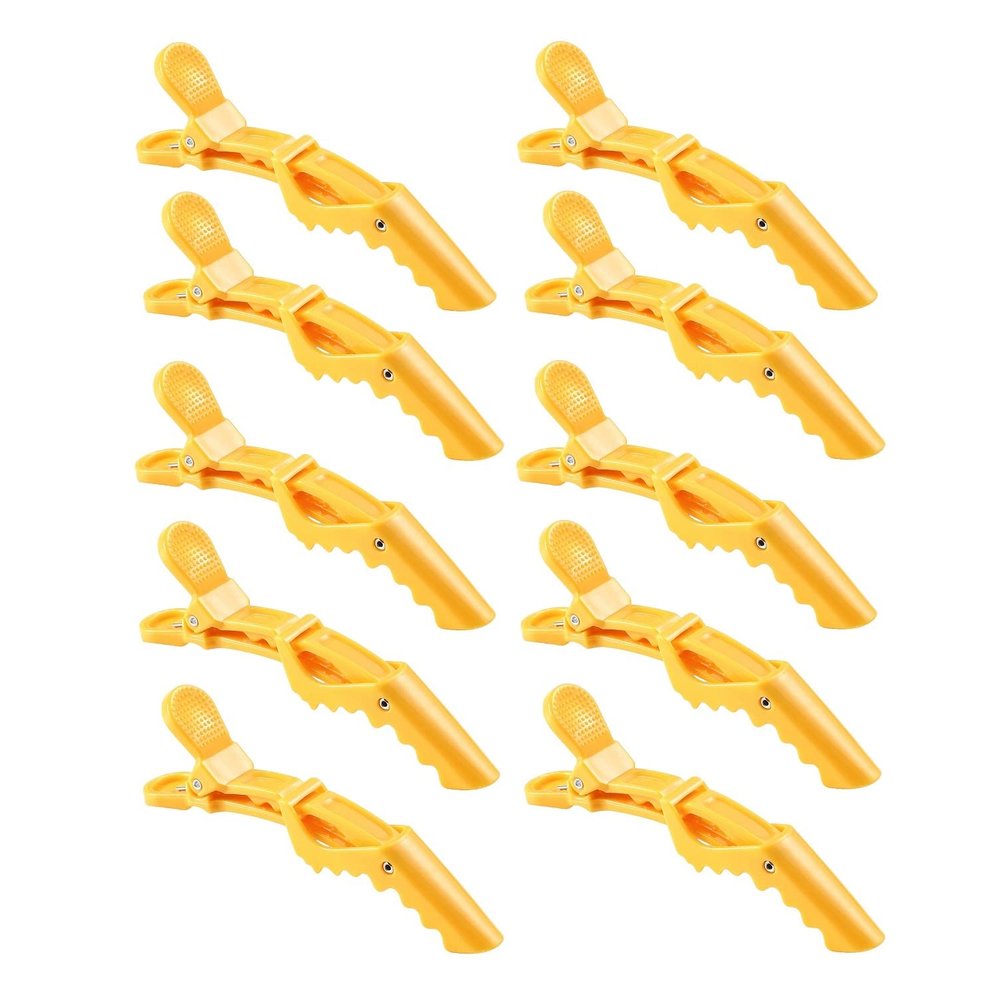 10pcs/set Multicolor Croc Clips Transparent Plastic Hairdresser Clip Hair Styling Sectioning Barrettes Professional Non Slip Alligator Clip Salon DIY Accessories Hairpins (10pcs-Yellow)