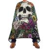 ALAZA Vintage Skull Flowers Barber Cape for Men Women, Waterproof Haircut Apron Beard Shaving Bib Hair Cutting Cloth 55 x 65 Inch view 2